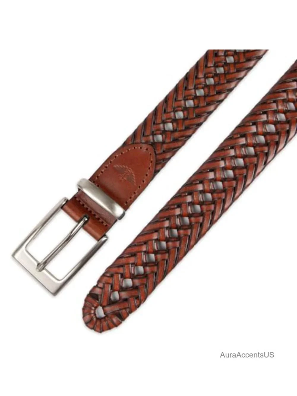 Men's Braided Leather Casual Belt with Adjustable Fit and Leather Keeper